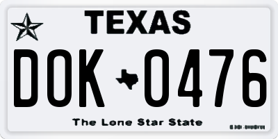 TX license plate DOK0476