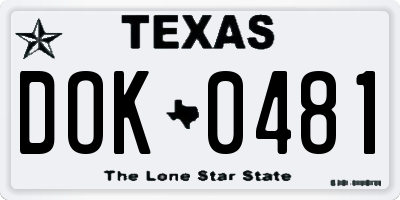 TX license plate DOK0481
