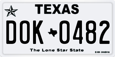 TX license plate DOK0482