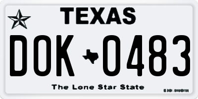 TX license plate DOK0483