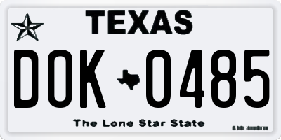 TX license plate DOK0485
