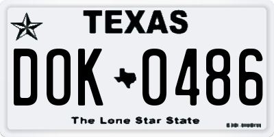 TX license plate DOK0486