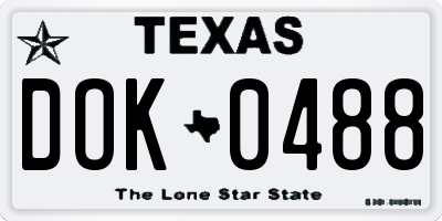 TX license plate DOK0488