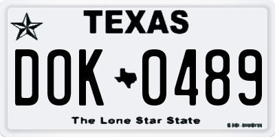 TX license plate DOK0489