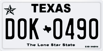 TX license plate DOK0490