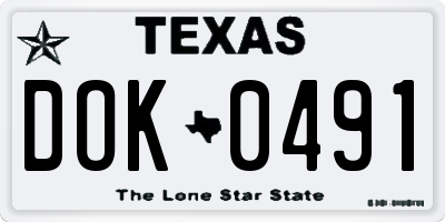 TX license plate DOK0491