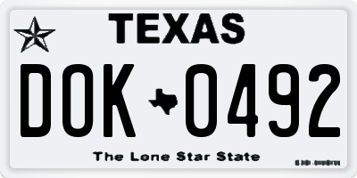 TX license plate DOK0492