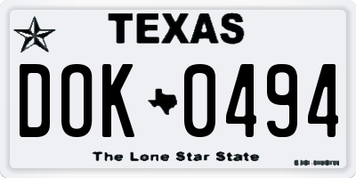 TX license plate DOK0494