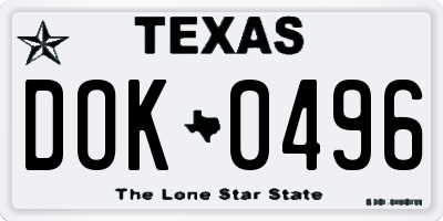 TX license plate DOK0496