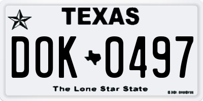 TX license plate DOK0497