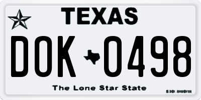 TX license plate DOK0498
