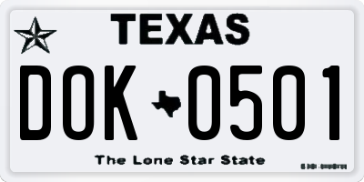 TX license plate DOK0501