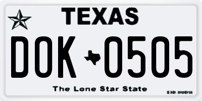TX license plate DOK0505