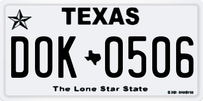 TX license plate DOK0506