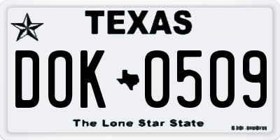 TX license plate DOK0509