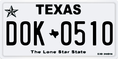 TX license plate DOK0510
