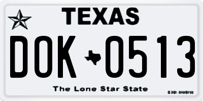TX license plate DOK0513