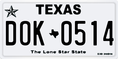 TX license plate DOK0514
