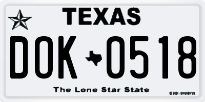 TX license plate DOK0518