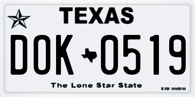 TX license plate DOK0519