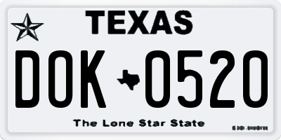 TX license plate DOK0520