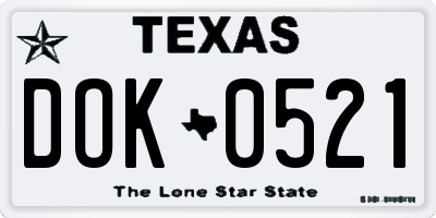 TX license plate DOK0521