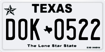 TX license plate DOK0522