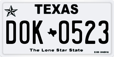 TX license plate DOK0523