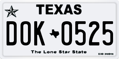 TX license plate DOK0525