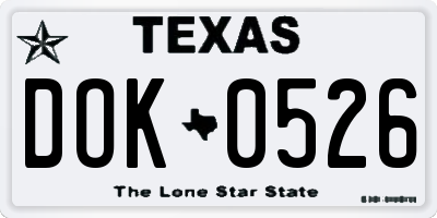 TX license plate DOK0526