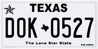 TX license plate DOK0527