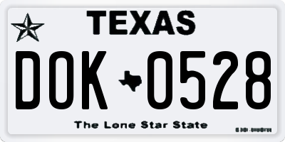 TX license plate DOK0528