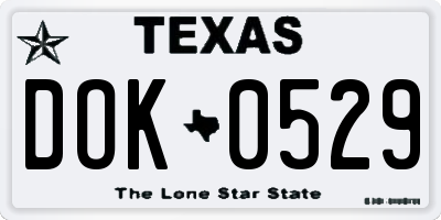 TX license plate DOK0529