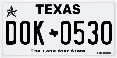 TX license plate DOK0530