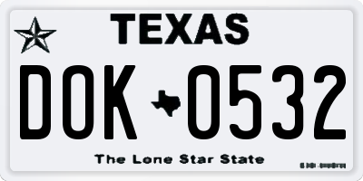 TX license plate DOK0532