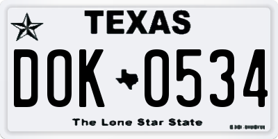 TX license plate DOK0534