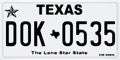 TX license plate DOK0535