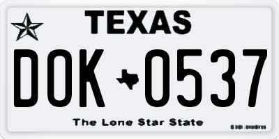 TX license plate DOK0537