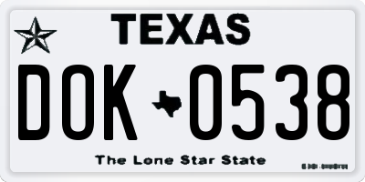 TX license plate DOK0538