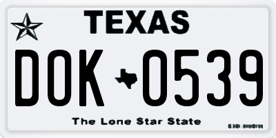TX license plate DOK0539