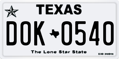 TX license plate DOK0540