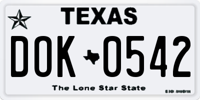 TX license plate DOK0542
