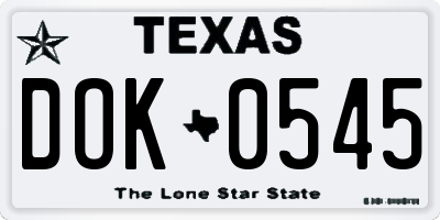 TX license plate DOK0545