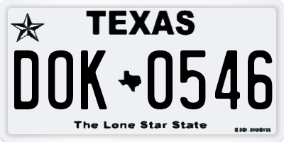 TX license plate DOK0546