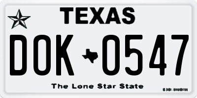 TX license plate DOK0547