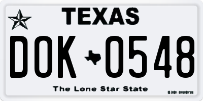 TX license plate DOK0548