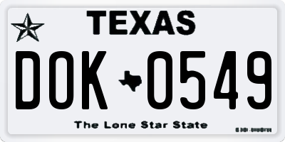 TX license plate DOK0549