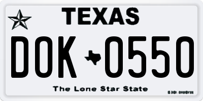 TX license plate DOK0550