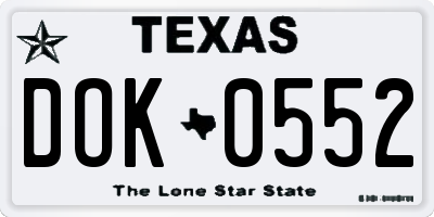 TX license plate DOK0552