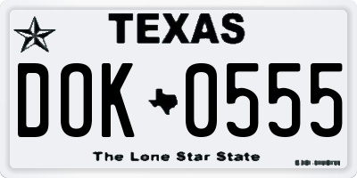 TX license plate DOK0555